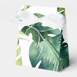 Gröna tropiska blad Vita Eleganta Bröllopspresente Presentaskar