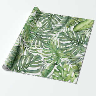 Gröna tropiska palmblad sommar öbris  presentpapper
