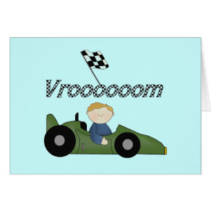 Gröna Tshirts och gåvor för tävlingbil Vroom Hälsningskort
