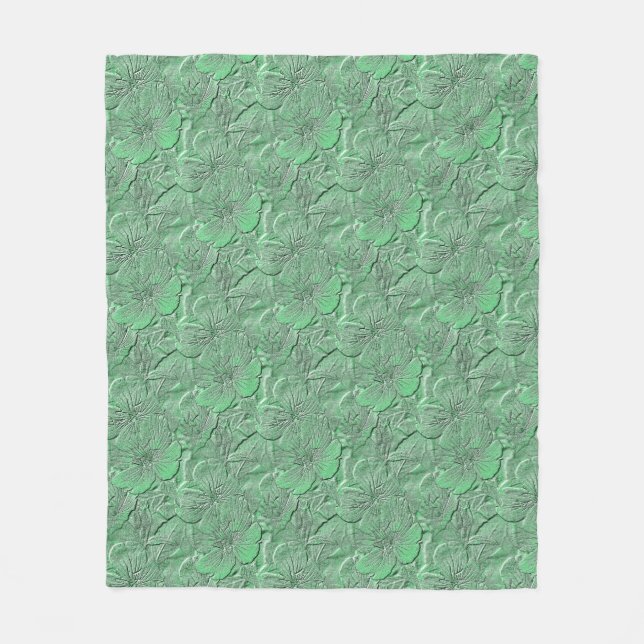 Gröna tusensköna blommor Natur Art Mönster      Fleecefilt (Framsidan)