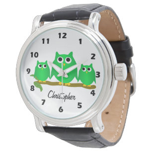 Gröna Ugglor Design Personlig Armbandsur