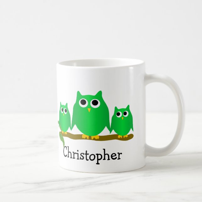 Gröna Ugglor Design Personlig Kaffemugg (Höger)