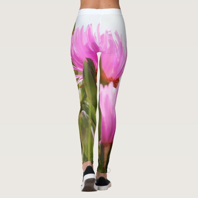 Gröna underbara blommor blommar Leggings (Baksida)