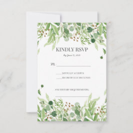 Gröna utomhusbröllop akvarell RSVP-kort OSA Kort