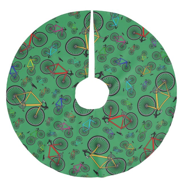 Gröna vägcyklar julgransmatta borstad polyester (Framsidan)