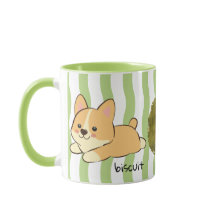 Gröna Vågiga Ränder Corgi Foto Namn Kaffe