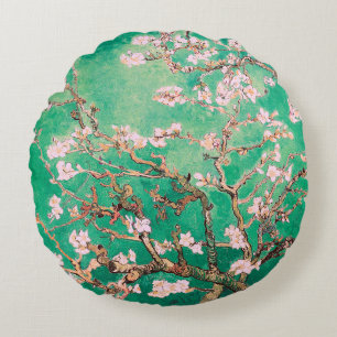 Gröna Van Gogh Mandelblom Rund Kudde