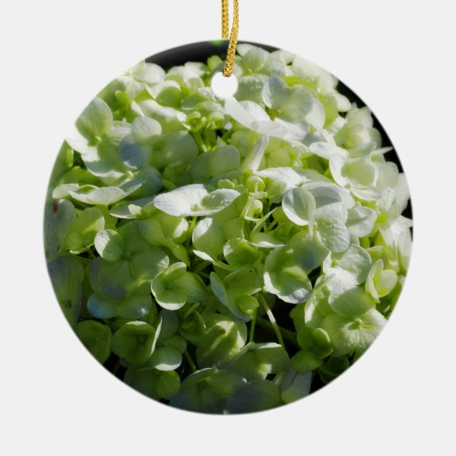Gröna vanlig hortensiablommor julgransprydnad keramik (Framsidan)
