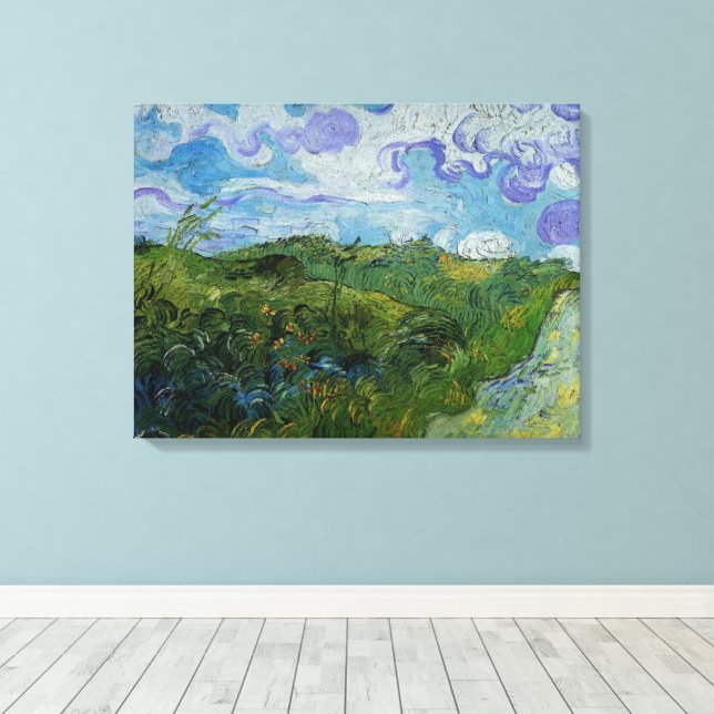 Gröna vetefält av Vincent van Gogh Canvastryck (Insitu (trägolv))