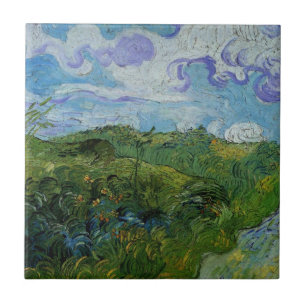 Gröna vetefält av Vincent van Gogh Kakelplatta