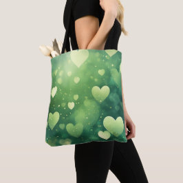 GRÖNA & VITA AKVARELL VALENTINSHJÄRTAN TYGKASSE
