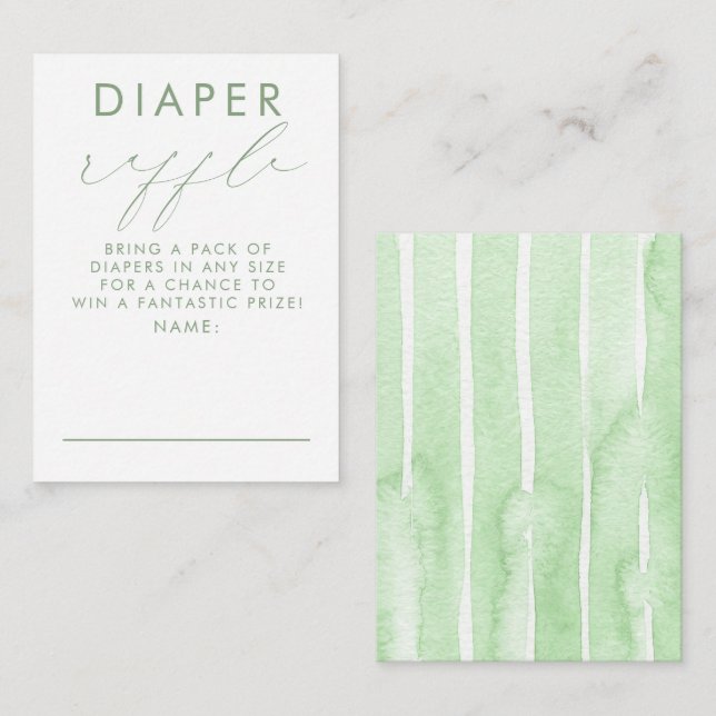 Gröna vita blöjlotter Babyshower Biljetter Tilläggskort (Fram/baksida)