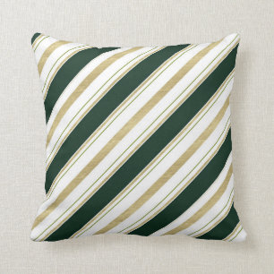 Gröna vita och gyllene ränder Elegant chic kast Kudde