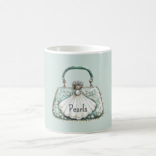 Gröna Vita Pärlor Handväska Kaffemugg