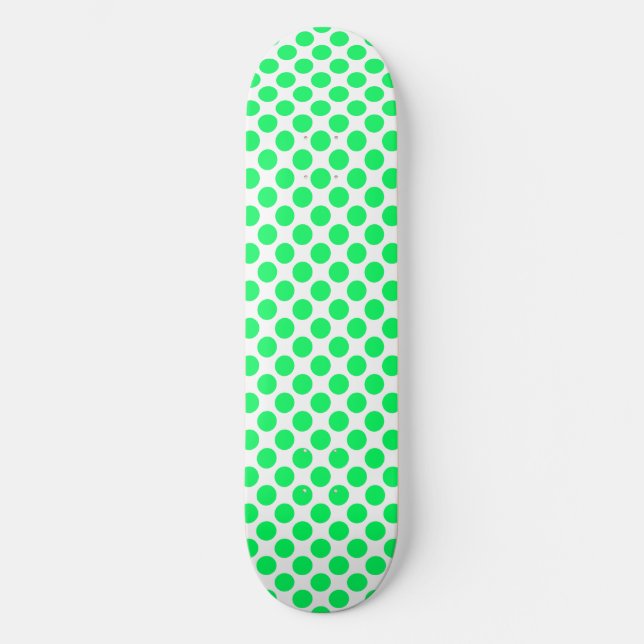Gröna Vita Prickar Mini Skateboard Bräda 18,5 Cm (Framsida)