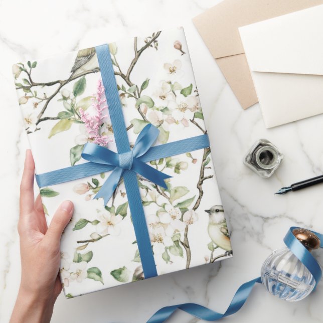Gröna Vita Tulpan Blommor Bröllopsdusch Presentpapper (Gifting)