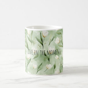 Gröna Vita Tulpanblommor Kaffemugg