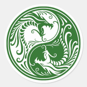 Gröna Yin Yang för anpassade drakar Runt Klistermärke