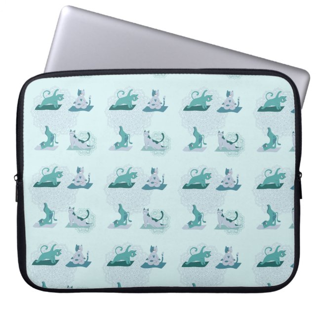 Gröna yogakatter laptop fodral (Framsidan)