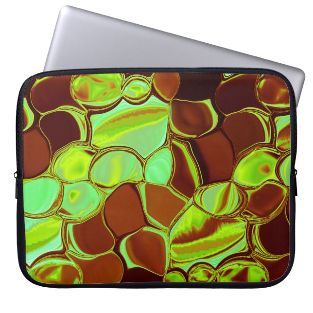 Grönaktigt och brunaktigt runt, metalliskt intryck laptop fodral (Framsidan)