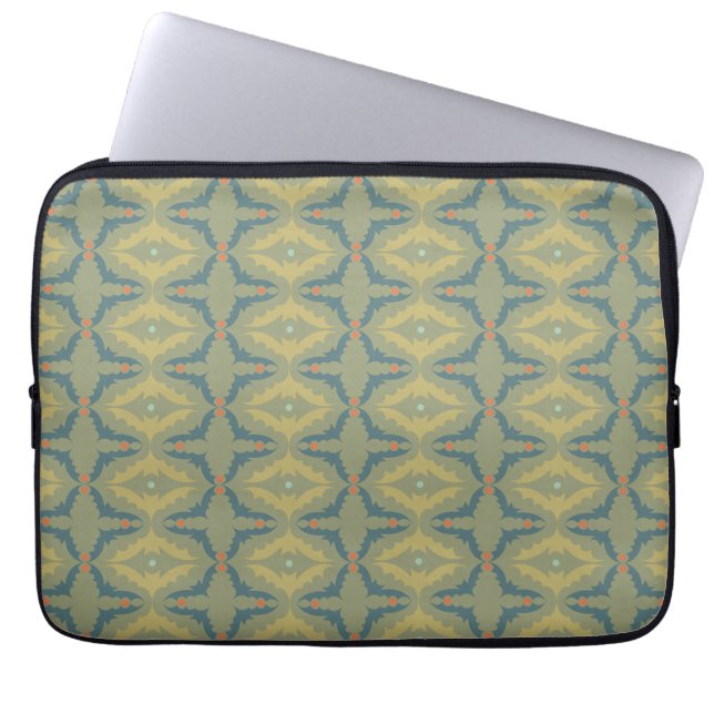 Grönaktigt retro vintage-mönster laptop fodral (Framsidan)