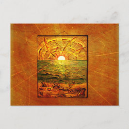 Grönaktigt vykort för teckningar