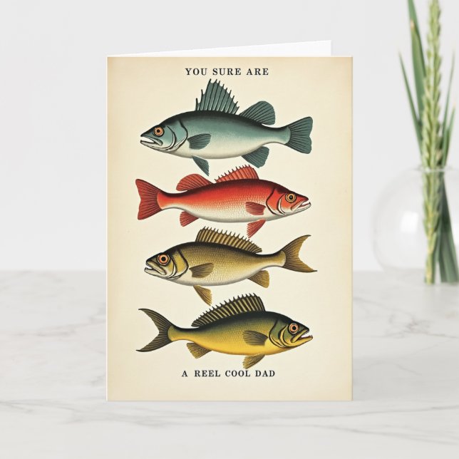 Grönblå Fisk Fars Dag Kort (Framsida)