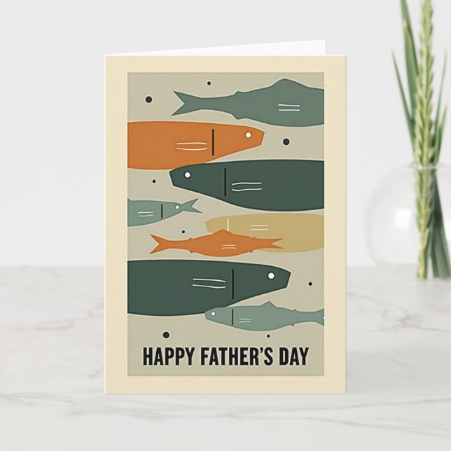 Grönblå Fisk Glad Fars Dag Kort (Framsida)