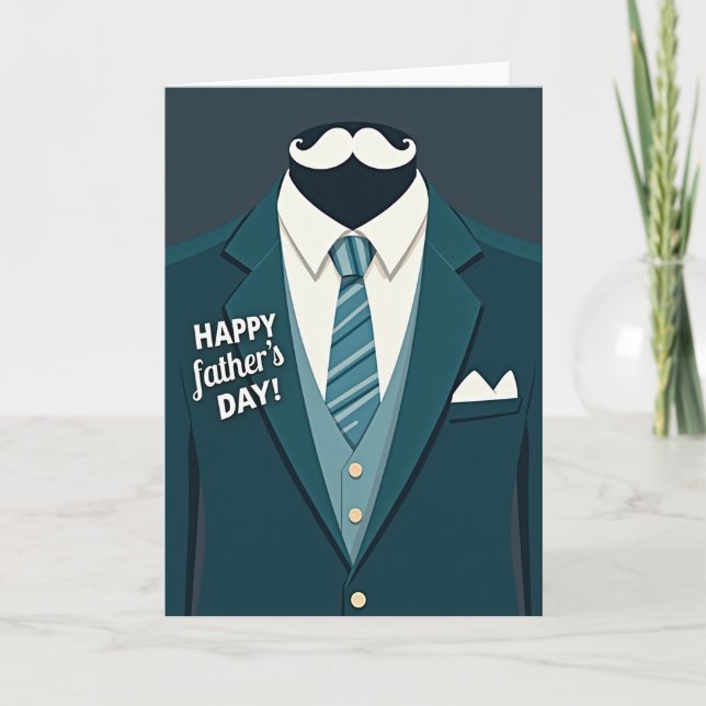 Grönblå Kostym Fars Dag Kort (Framsida)