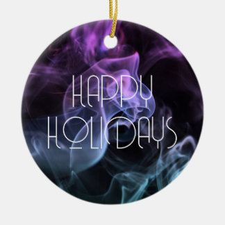 Grönblå lila rökk färgad Glad jul Julgransprydnad Keramik