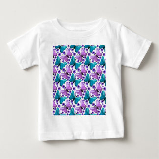 Grönblå och lila fjärilsblommig mönster t shirt