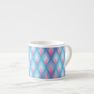Grönblå och rosa kronbladsmönster espressomugg