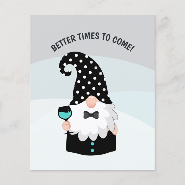 Grönblå och svart tomte God Jul  Flygblad (Framsidan)