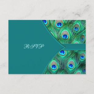 Grönblå påfågel Elegant påfågel Bröllop RSVP OSA Kort
