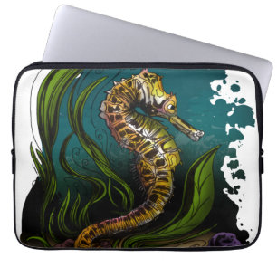 Grönblå Sjöhäst Hav Estetik Lugn Kustdesign Laptop Fodral