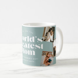 Grönblå Världens Bästa Mamma 6 Fotoskollage Kaffemugg