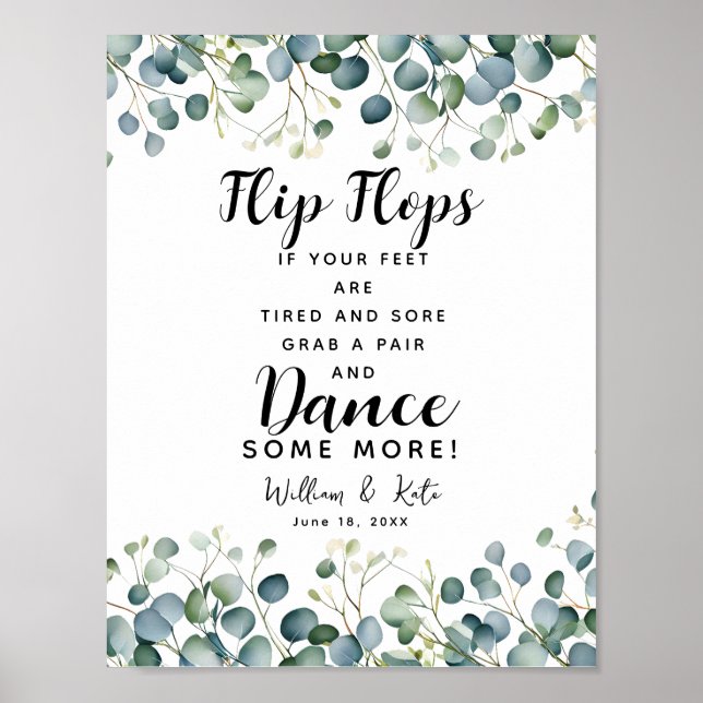 grönbläcket bröllop flinflip flops bröllop poster (Framsidan)