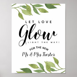 grönbläcklöv som gör att kärlek kan få bröllopsfes poster