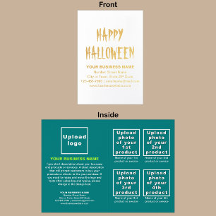 Grönblått affärsmärke på Halloween-folie kort