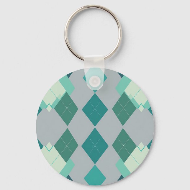 Grönblått Argyle Diamantmönster Nyckelring (Framsida)
