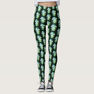 Grönfärgad svamp överallt anpassad modern leggings