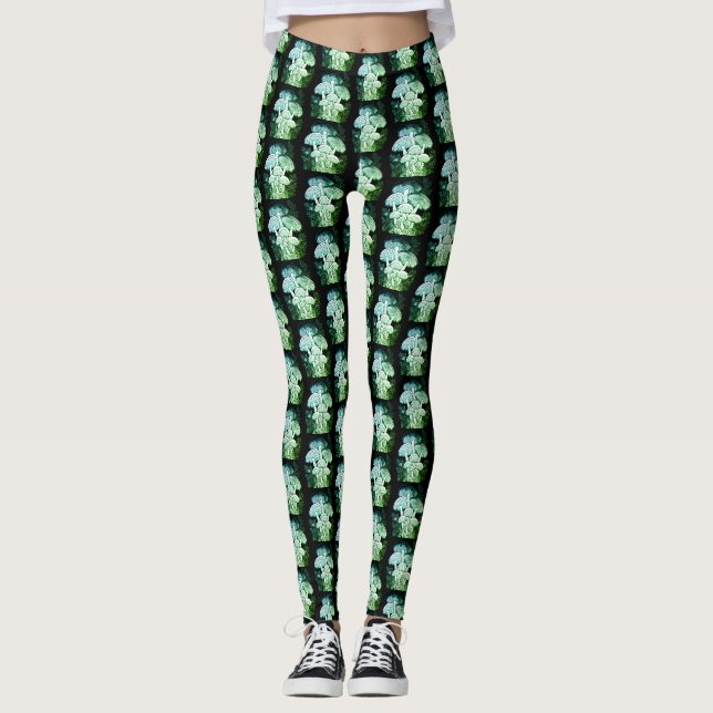Grönfärgad svamp överallt anpassad modern leggings (Framsida)