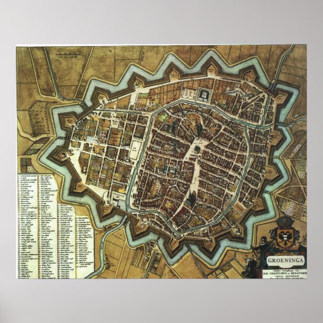Groningen 1652 Karta Poster (Framsidan)