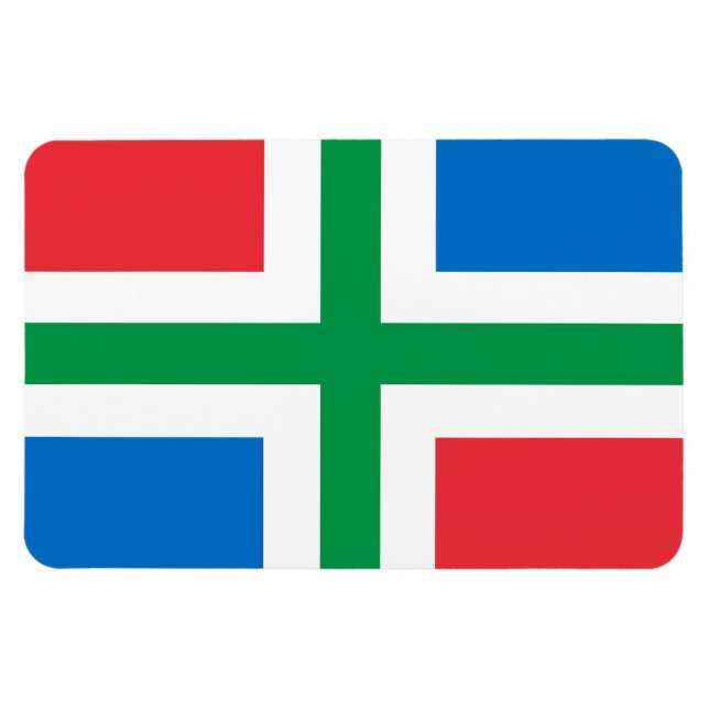 Groningen Flagga Nederländerna land Magnet (Horisontell)