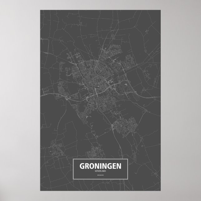 Groningen, Nederländerna (svart) Poster (Framsidan)