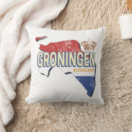 Groningen Netherlands Retro Karta Dutch Vintage Kudde