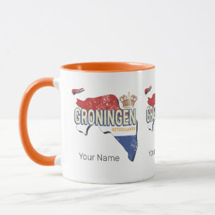 Groningen Netherlands Retro Karta Dutch Vintage Mugg