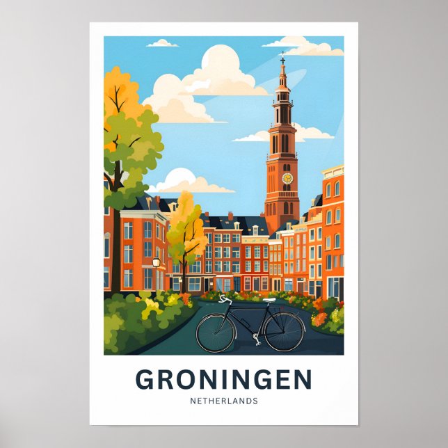 Groningen Netherlands Travel Print Poster (Framsidan)