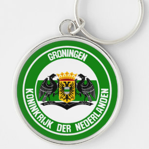 Groningen Round Emblem Rund Silverfärgad Nyckelring