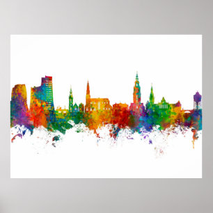 Groningen the Netherlands Skyline Poster